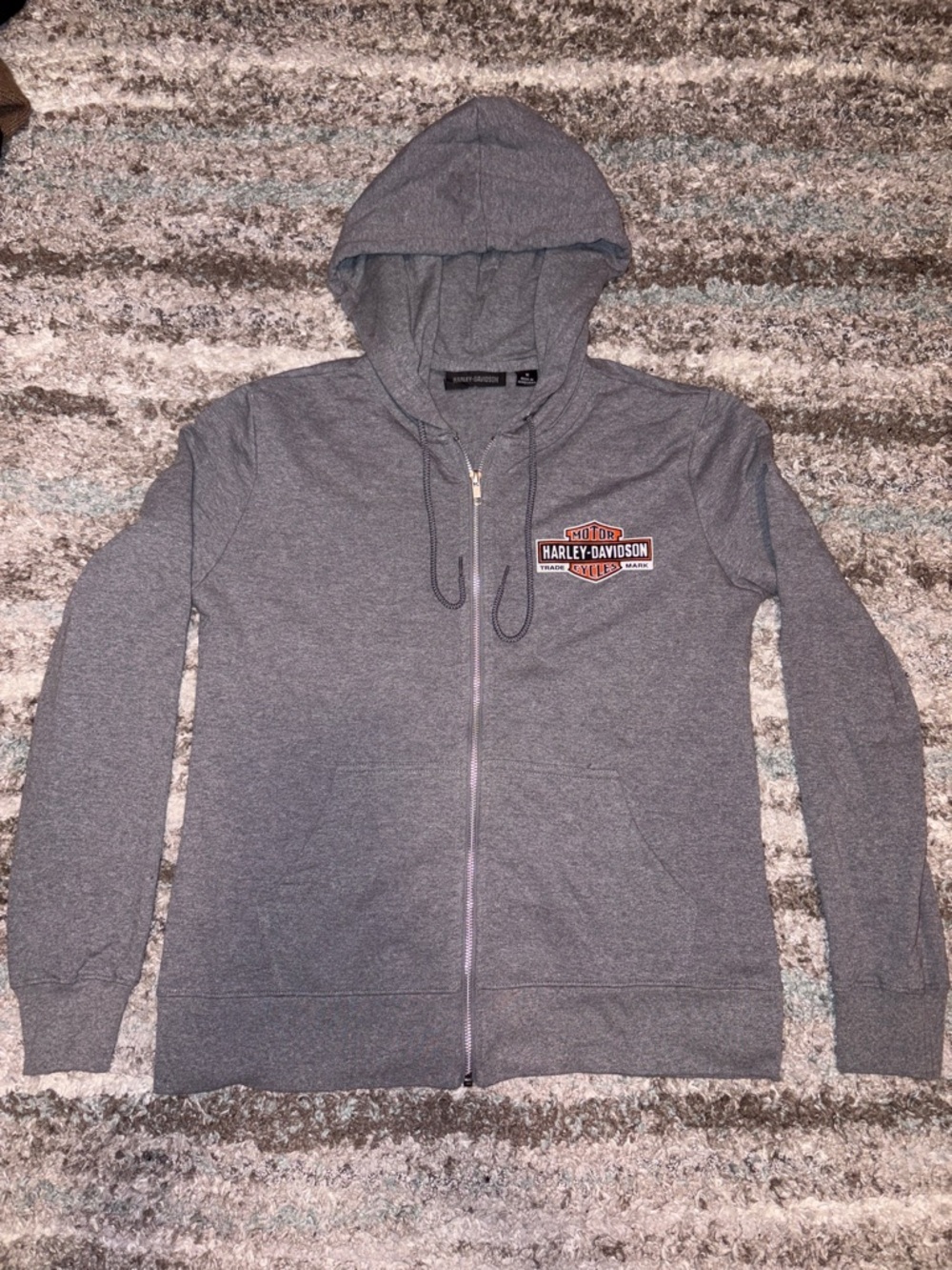 Harley-Davidson Gray Full-Zip Hoodie with Chest Patch